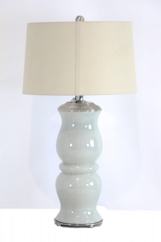 Teal Colored Crackle Finish Lamp