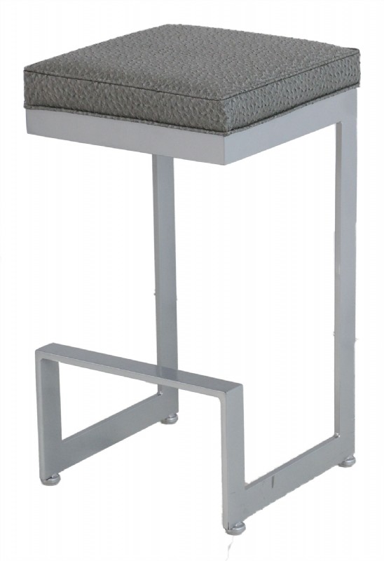 Grey Metal Upholstered Barstool