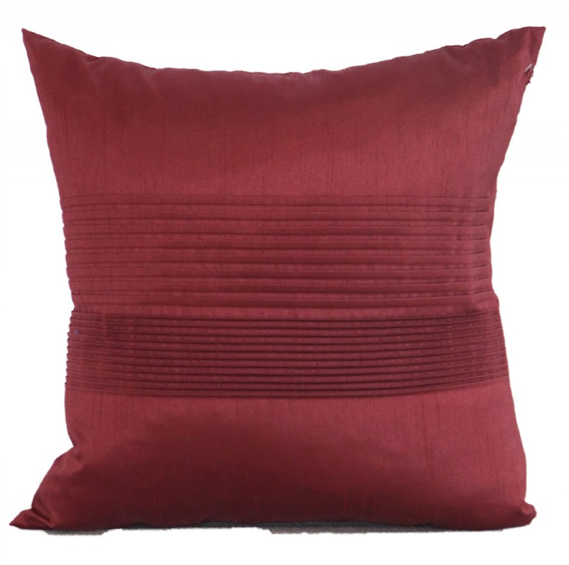Maroon Pleated Throw Pillow