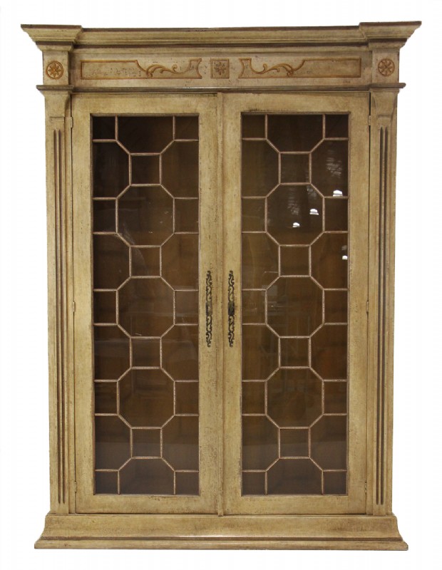 Two Door Curio with Divided Glass Doors