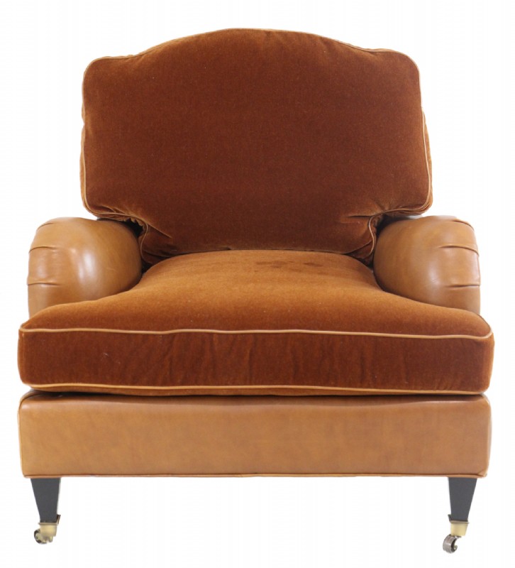 Leather Armchair with Front Casters