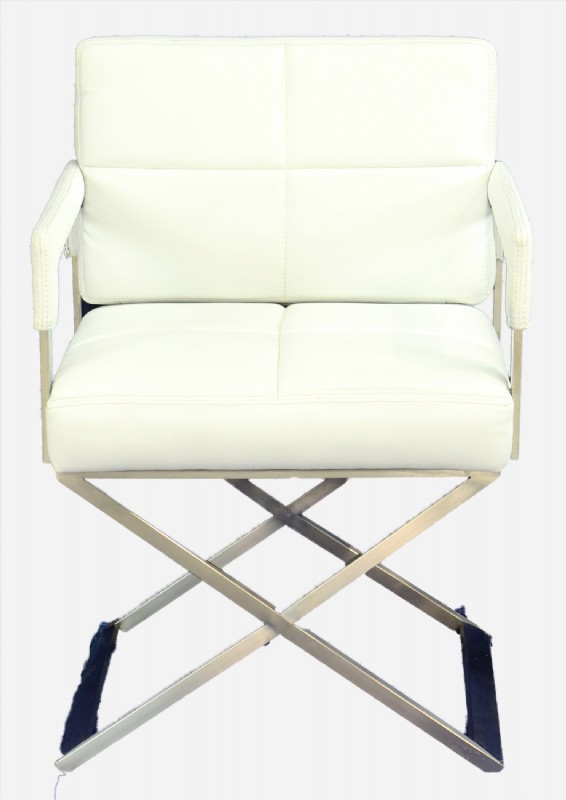 Contemporary White Leather Director's Chair