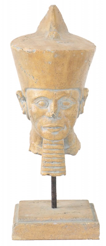 Egyptian Sculpted Male Head on Stand