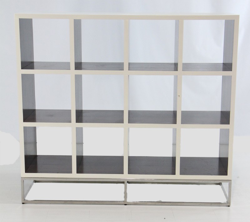 Zebrano & White Lacquer Cubicle Shelving Unit