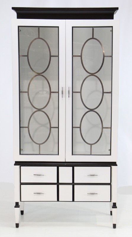 White Painted Display Cabinet with Black Highlight