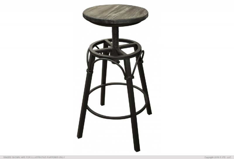Wood & Iron Swivel Stool