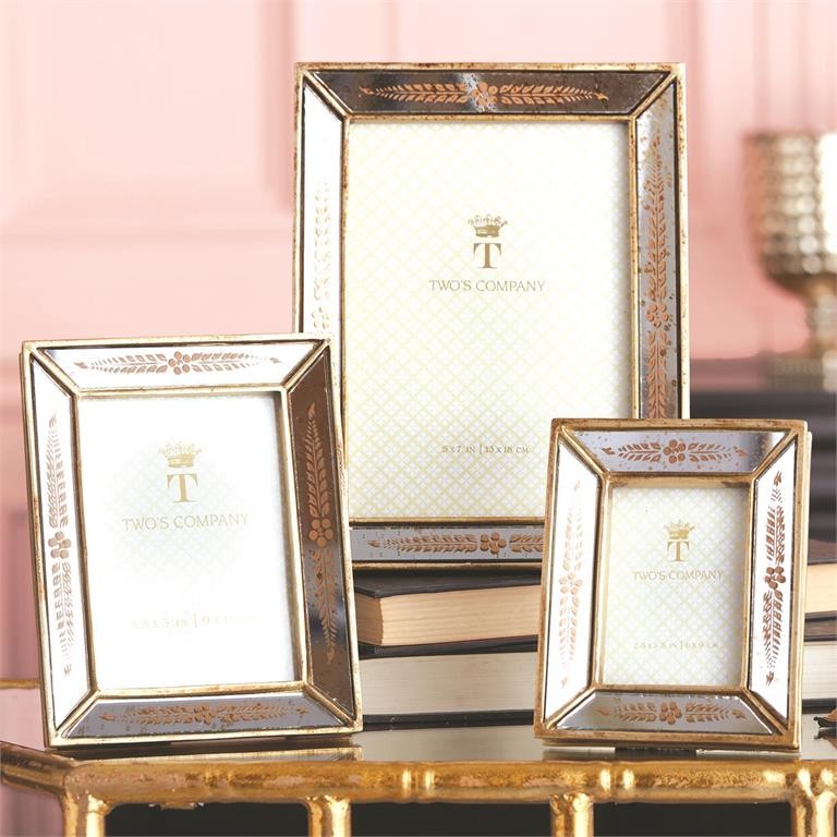 S/3 Gold Leaf Photo Frames     Assorted 3 Sizes