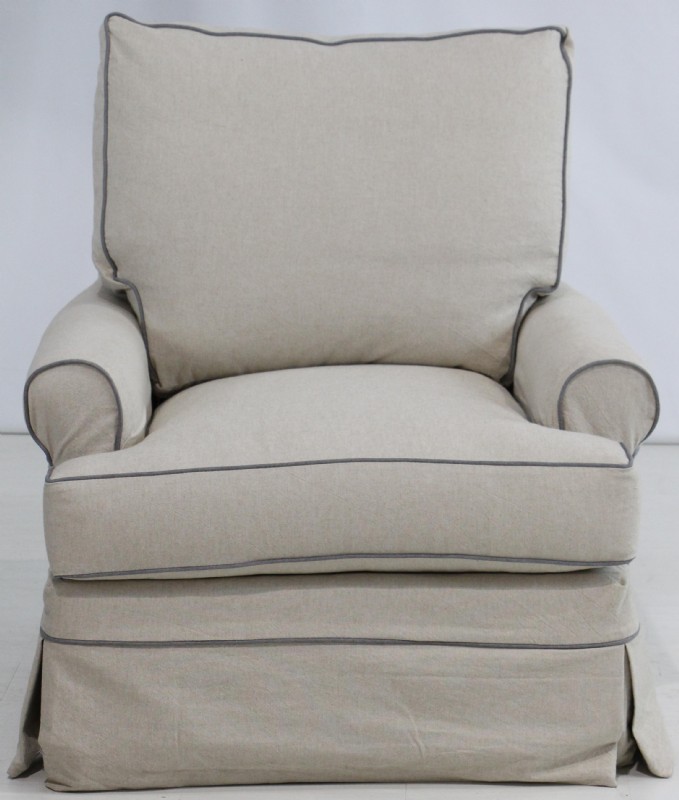 Slipcovered swivel glider