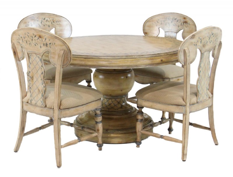 Hand Painted Round Pedestal Table