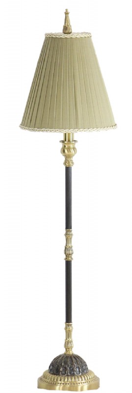 Pleated Silk Shade Brass Table Lamp