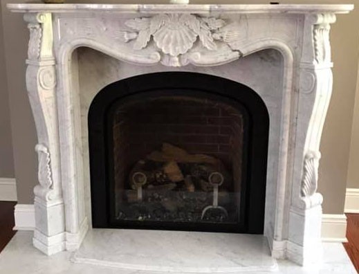 White Marble Fireplace Mantle & Surround