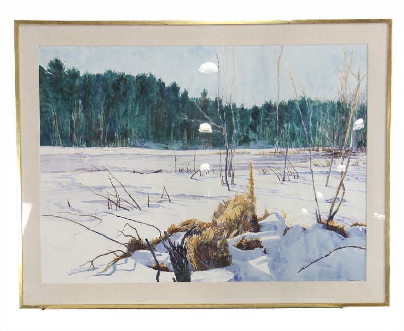 Winter Woodland Scene Watercolor