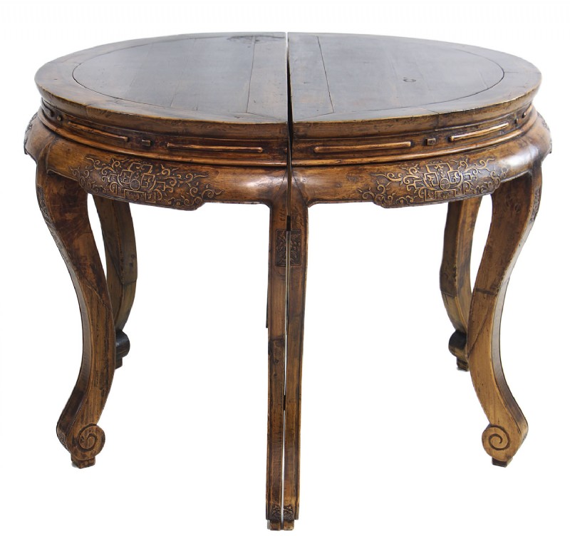 Antique Reverse Carved Two Piece Entrance Table