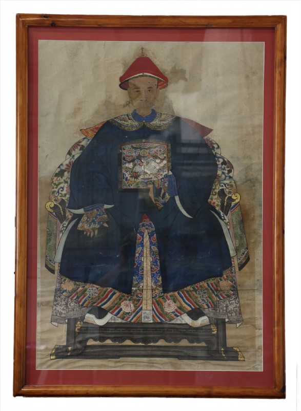 Framed Chinese Qing Dynasty Ancestral Patriarch Po