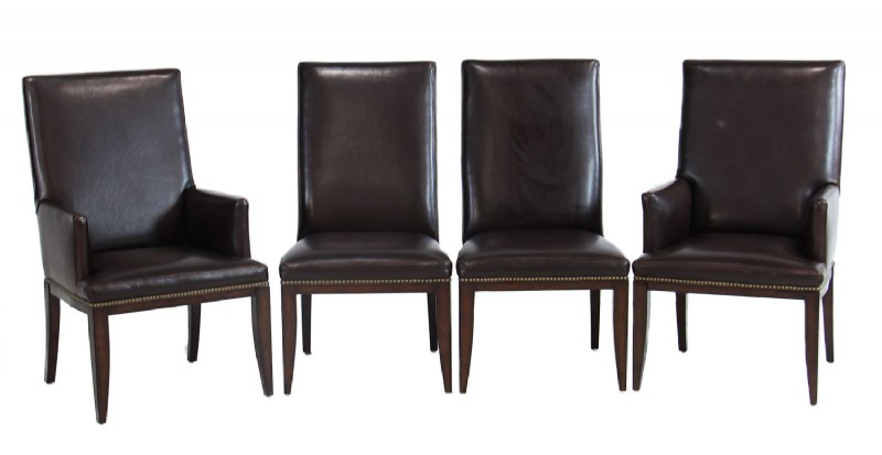Set Of Four Leather Dining Chairs