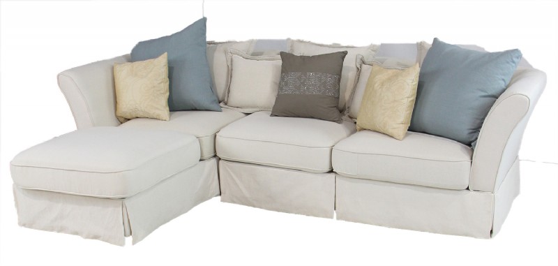 Offwhite Upholstered Two Piece Sectional Sofa