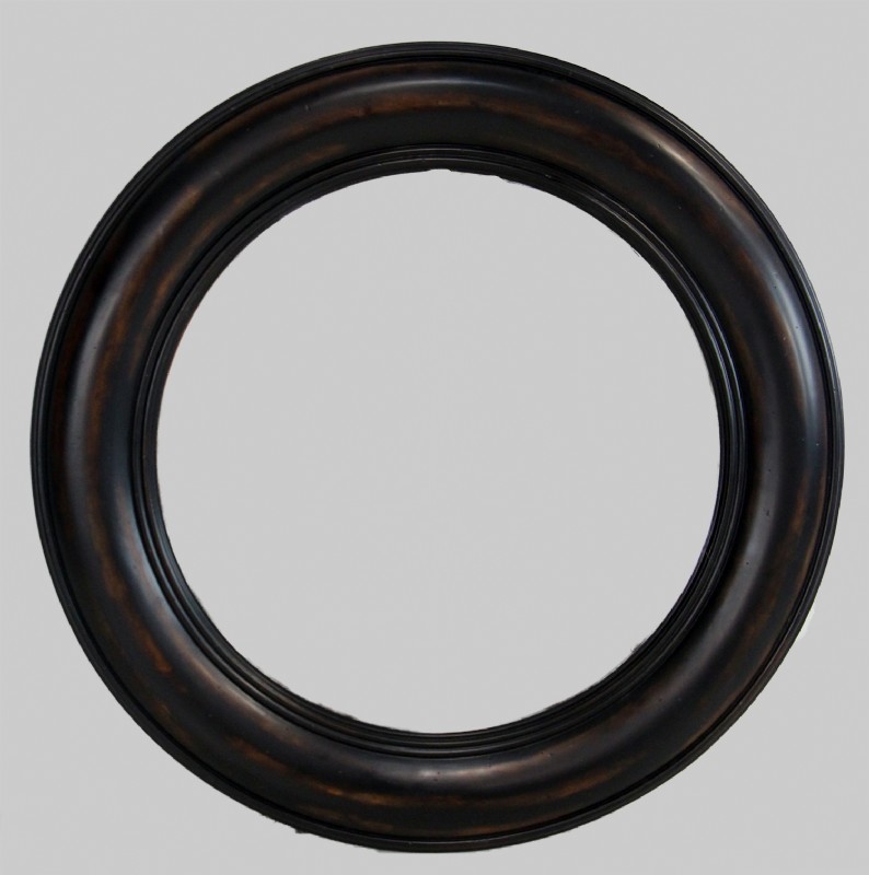 Round Multilevel Wooden Framed Beveled Mirror