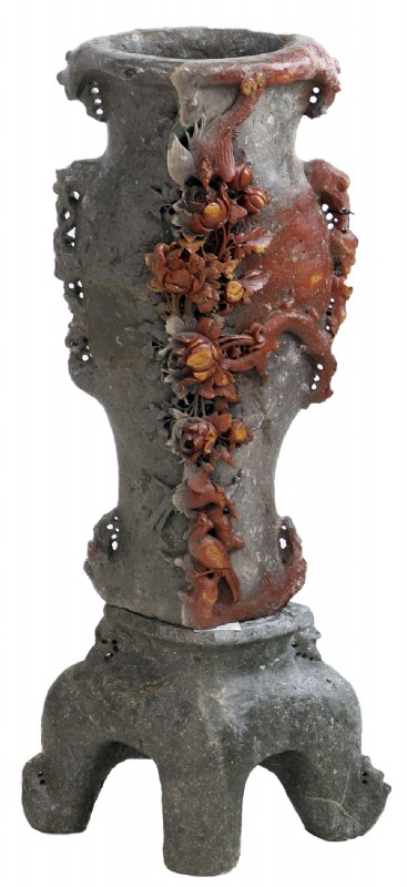 Antique Soapstone Carved Vase
