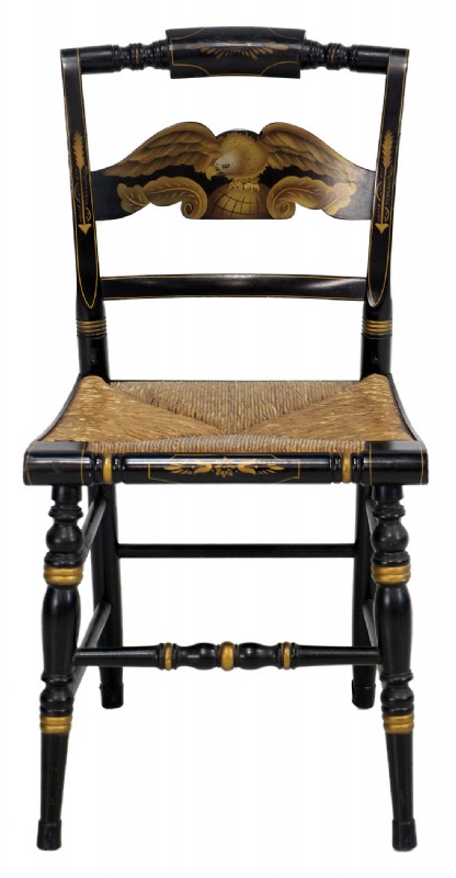 Set of Four Black Eagle Hitchcock Chairs
