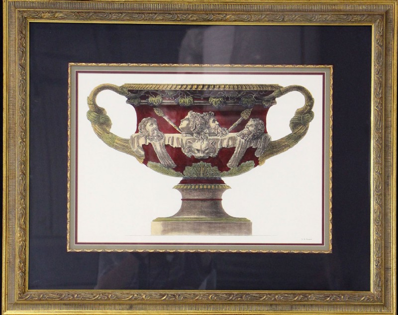 Sepia Urn Serigraph- Hand Colored