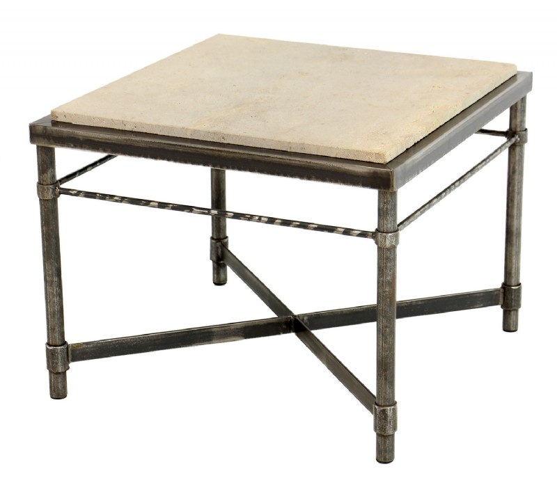 Limestone Top Metal Frame End Table