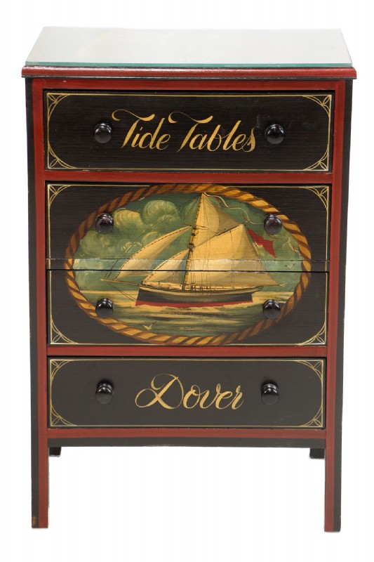 Hand Painted Nautical Tides Chest