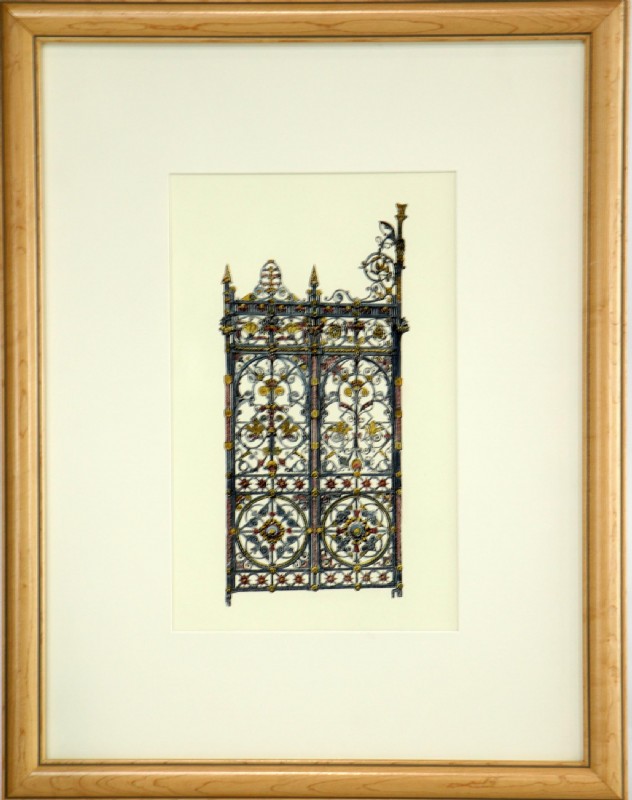 Framed Lithographs of an Ornate Gate