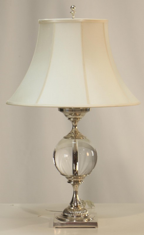 Acrylic and Nickel Globe Table Lamp