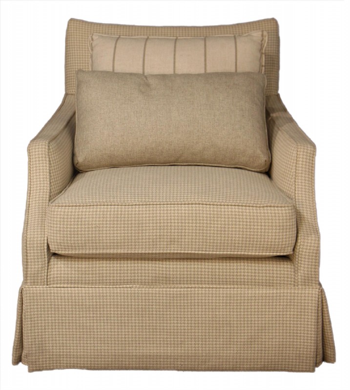 Checkered Upholstered Swivel Chair