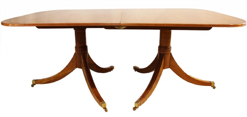 Inlaid Banded Yew Wood Dining Table