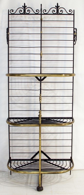 Vintage Brass & Wrought Iron Baker's Rack