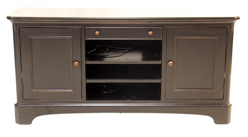 Black Wooden Media Cabinet
