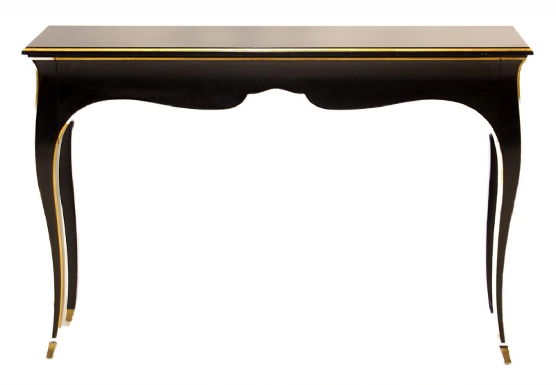 Black Painted Gold Trim Highlighted Counsole Table