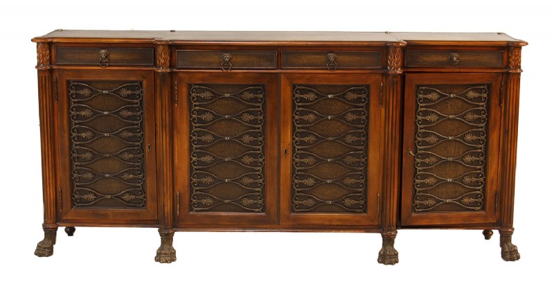 Leather Top Desk Credenza