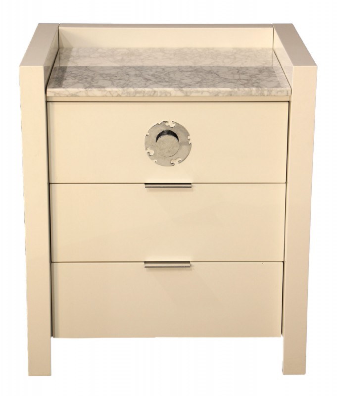 White Lacquer White Marble Top Chest