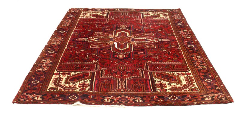 Vintage Deep Red Patterned Persian Rug