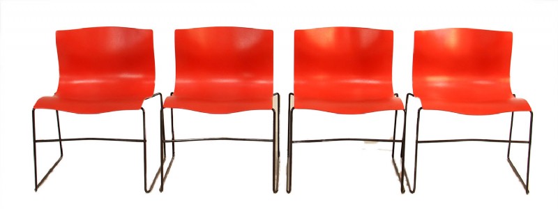 Set of 4 Vignelli Design Handkerchief Red Chairs