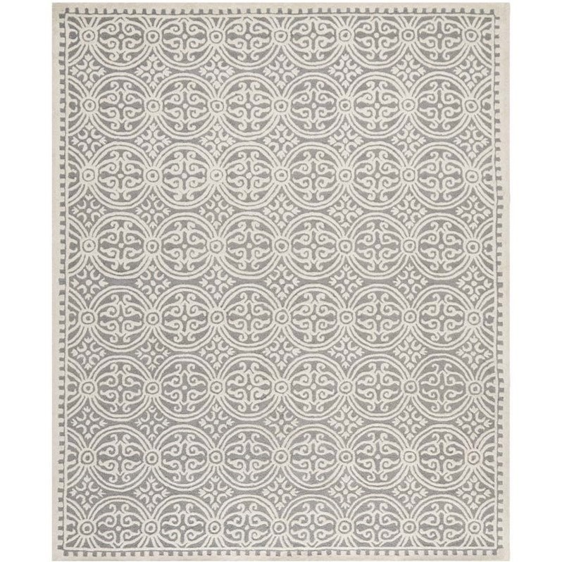 Silver & Ivory Subtly Patterned Wool Rug