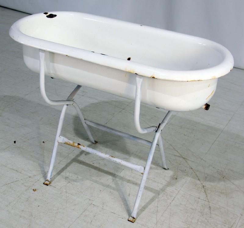 Vintage White Wash Tub On Base