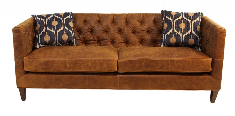 Ellyson Leather Tufted Sofa