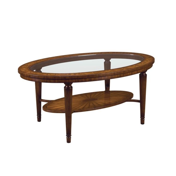 Aged Regency Two Tier Oval Cocktail Table