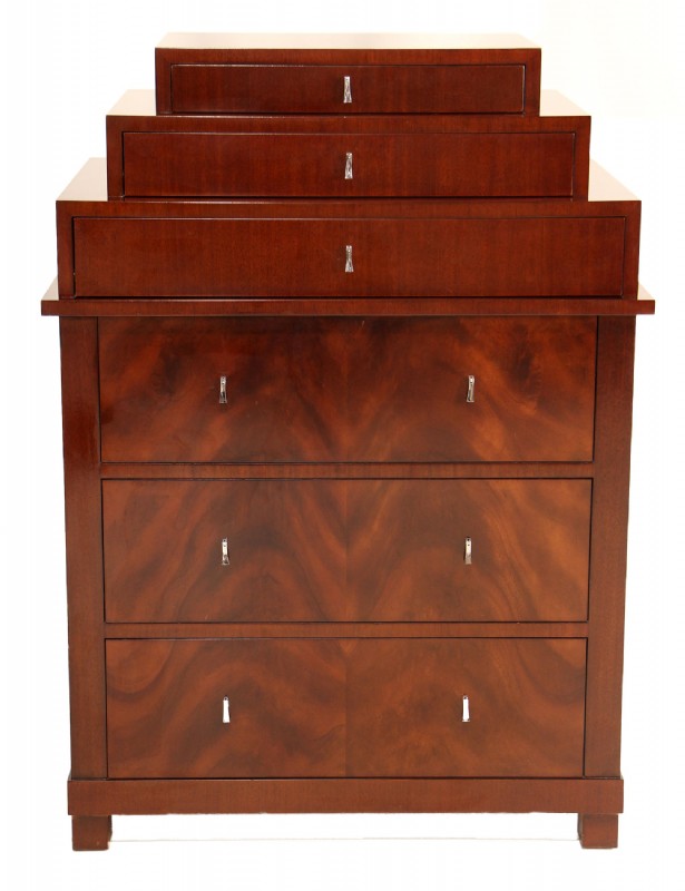 Contemporary Multitier Mahogany Dresser