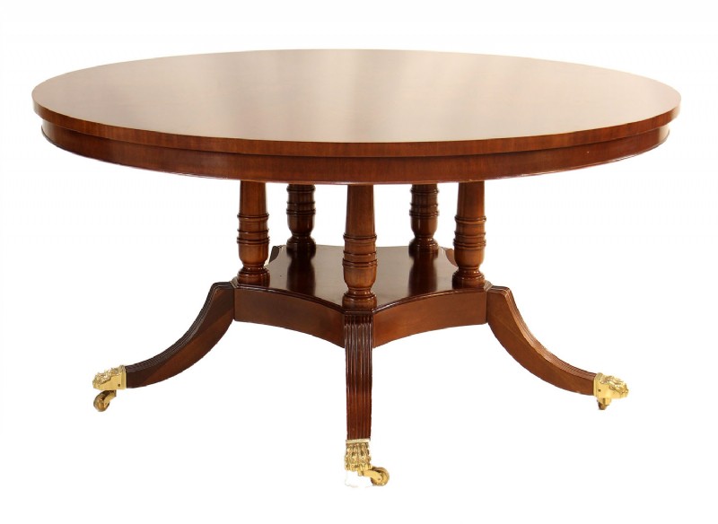 Inlaid Star Round Mahogany Dining Table