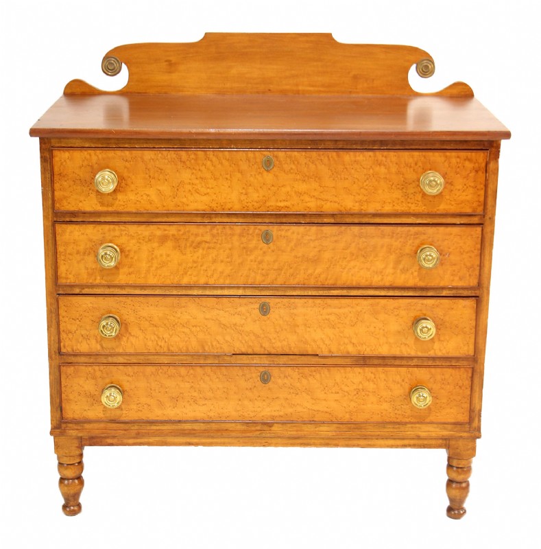 Burled Wooden Four Drawer Chest