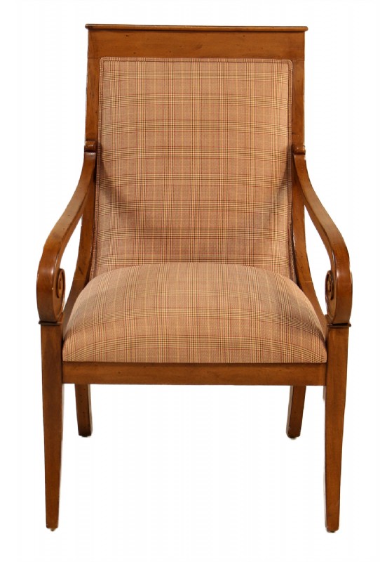 Plaid Uphostered Arm Chair