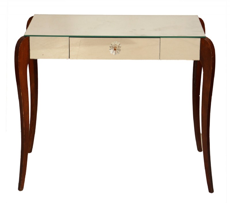 Mirrored and Wooden Leg Desk