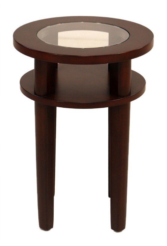 Round Wooden Table With Glass Insert