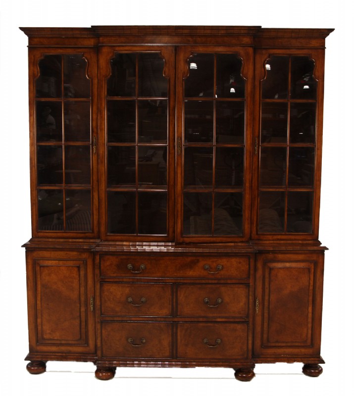 Antique Burled Mahogany Wooden Hutch