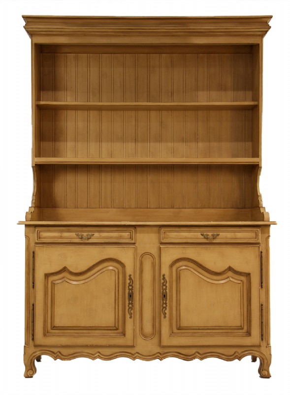 Parchment Colored Two Piece Hutch