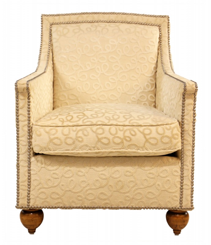 Pair of Cream Embossed Arm Chairs